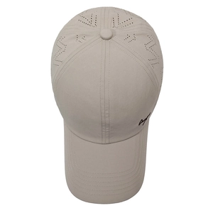 Breathable quick-dry baseball cap in beige with laser-cut eyelets and side embroidery