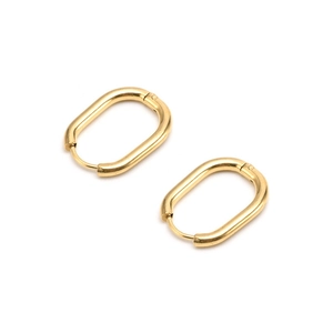 Boucles d'oreilles créoles ovales en acier inoxydable doré au design minimaliste