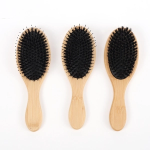 Professional bamboo hairbrush set with boar bristles for head massage and hair styling
