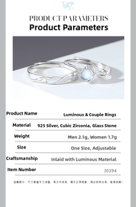 Macro detail of 925 silver whale tail luminous rings with zirconia and blue stone inlay