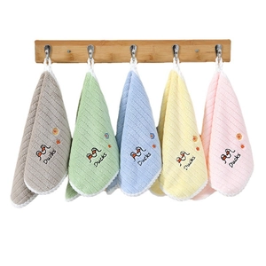 5-pack soft coral fleece children towels with cute duck embroidery and hanging loops