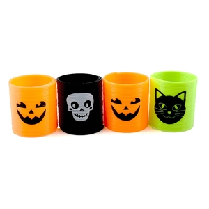 Halloween Spiralfeder Spielzeug Set mit Kürbis, Totenkopf und schwarze Katze Motiv