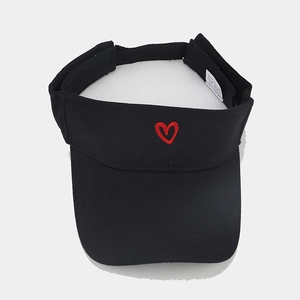 Schwarze Sonnenvisier Kappe mit roter Herz-Stickerei für Outdoor-Sport und Sonnenschutz