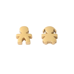 Polished gold stainless steel charms in boy and girl shapes for DIY jewelry making