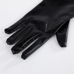 Sexy schwarze lange Lacklederhandschuhe mit glänzendem Finish für Cosplay und Tanz