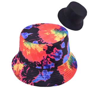 Bob en coton imprimé graffiti tie-dye avec protection solaire et bord plat moderne
