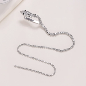 Chaîne Cheveux Serpent en Alliage Strass de Luxe Manchette Oreille Frange Cristal Accessoires Cheveux Femme Fête Banquet