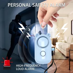 130dB bear personal safety alarm with LED light and keychain for women and kids