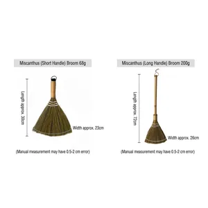 Handmade miscanthus and bamboo brooms in two sizes for household dust cleaning