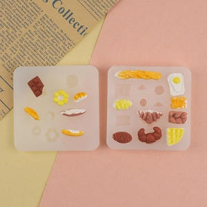 Miniature silicone food molds for DIY waffle croissant and donut dessert crafts