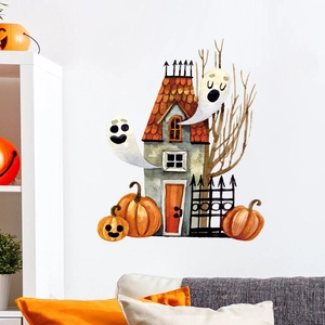 Stickers muraux Halloween fantômes et citrouilles pour décoration de fenêtres