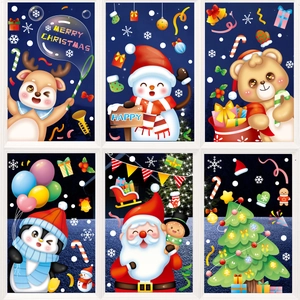 Adesivi Finestra Natale PVC Statici Renna Pupazzo Neve Babbo Natale Stampa Su Entrambi I Lati Decorazione Festiva