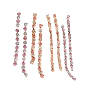 Elegant long zircon tassel stud earrings for women with pink and clear crystal accents