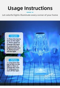 Detail view of the touch-sensitive LED lamp head showing blue ambient lighting effects
