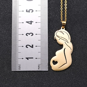 Minimalist stainless steel mother love pendant necklace with ruler for size reference