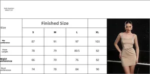 Detailed size guide for this champagne bodycon party dress with rhinestone details