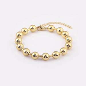 Minimalist 18k gold plated ball bead bracelet with adjustable lobster clasp closure
