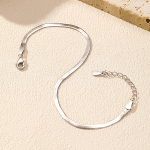 Bracelet minimaliste en argent sterling 925 avec chaîne plate type serpent