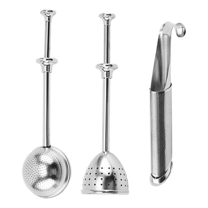 Three-piece 304 stainless steel tea infuser set with ball, cone, and pipe strainers