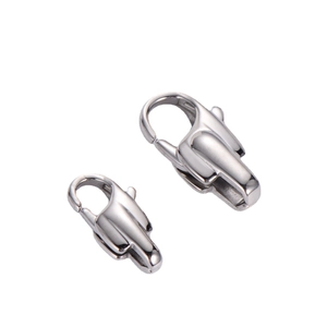 Polished stainless steel lobster clasps in two sizes for jewelry making and necklaces