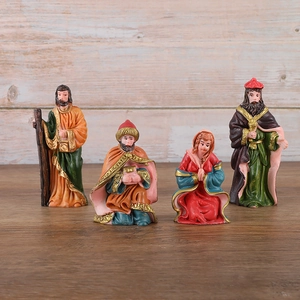 Religious resin figurines set of four for Christmas nativity scene ornaments and decorations