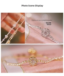 Detailed macro view of luxury adjustable bracelet with sparkling zircon and pavé diamonds