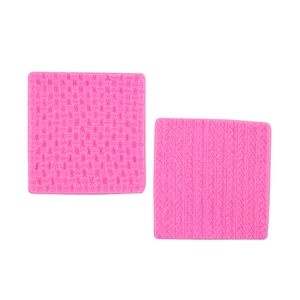 Pink silicone textured mats with knitted and woven patterns for fondant cake decoration