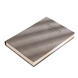 Premium grey soft leather business notebook with Notebook and Manage Time embossing