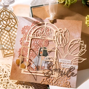 Lace romance series hollow lace paper with tulip and butterfly designs for scrapbooking