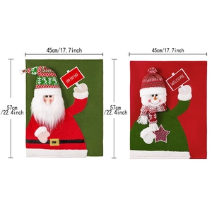 Christmas Santa and Snowman chair covers in red and green, 45x57cm festive home decor