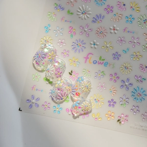 3D Embossed Nail Art Stickers Colorful Flower Designs Self-Adhesive Daisy Manicure Decoration For DIY Nail Decor
