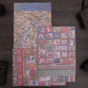 Retro Christmas scrapbooking paper set with vintage Santa and Advent calendar patterns