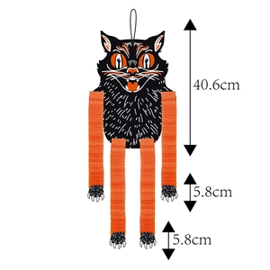 Decorazione gatto nero per Halloween con gambe in carta crespa, altezza totale 40,6 cm