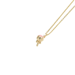 Collier chic avec pendentif sucette dorée et émail rose pour femmes