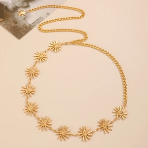 Goldene Sonnenblumen Taillenkette mit Smileys auf minimalistischem beigem Hintergrund