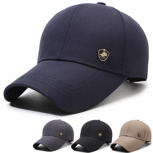 Baseball Cap Polyester Sunshade Breathable Outdoor Simple Casual Adjustable Hat With Metal Shield Logo For Men