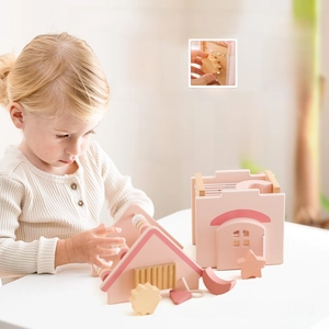 Detailed 5-in-1 wooden activity cube with xylophone and shape sorter for toddlers