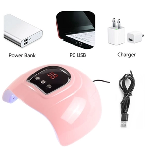 Roze 54W UV LED nagellamp met digitaal display en drie USB stroomvoorzieningsopties