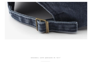 Detail of adjustable metal buckle and textile texture on a retro cotton baseball cap