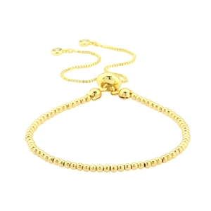 Minimalist 18K gold plated bead bracelet with adjustable sliding box chain for women