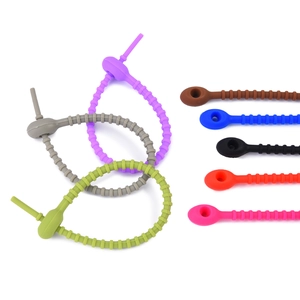 Detailed view of colorful 21cm silicone cable ties for DIY accessories and organization