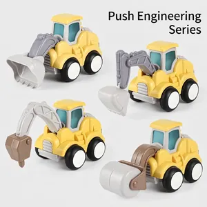 Construction Vehicle Toy Press And Go Inertia Driven ABS Plastic Excavator Bulldozer Road Roller For Toddler Boys
