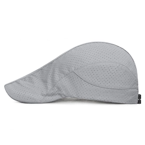Breathable gray perforated sun hat with adjustable strap for outdoor activities