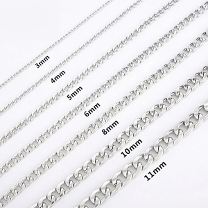 Stainless Steel Curb Chain Necklace For Men Women Hip Hop Punk Style Minimalist Jewelry Polished Link