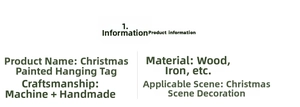 Detailed specifications for wooden and iron hand-painted Christmas hanging ornaments
