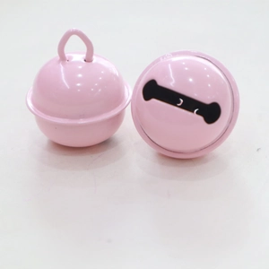 Coppia di campanelli rosa 22mm in metallo verniciato con intaglio a forma di osso e anelli
