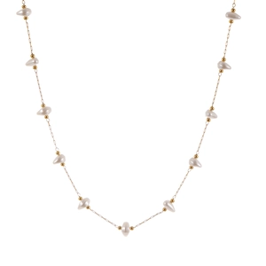 Minimalist 18k gold plated stainless steel necklace with baroque irregular pearls