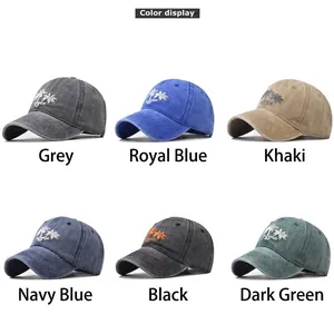 Vintage cotton baseball caps with coconut tree embroidery in six various colors