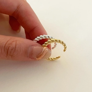 Minimalist 925 sterling silver twisted knot rings in gold and silver finishes