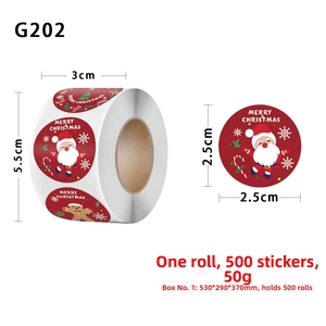Detail view of 2.5cm Christmas roll stickers with Merry Christmas greeting and 500 labels